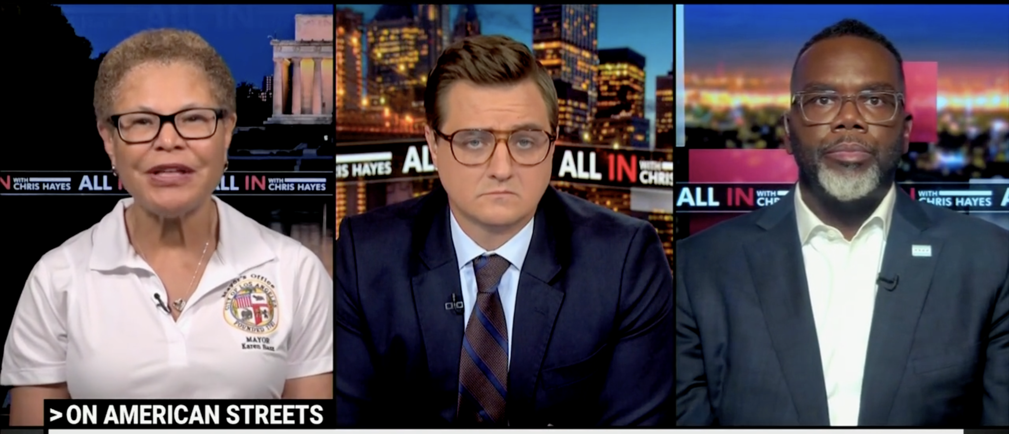 Karen Bass on "All In With Chris Hayes" discussing LA [Screenshot/MSNBC/"All In With Chris Hayes"]
